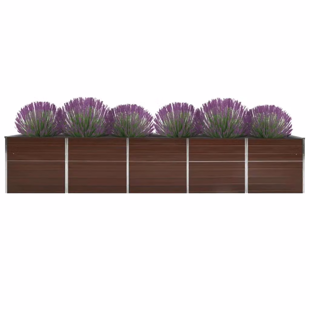 Berkfield Home Garden Galvanised Steel Raised Bed in Brown, W: 400 cm, D: 80 cm, H: 77 cm – 2