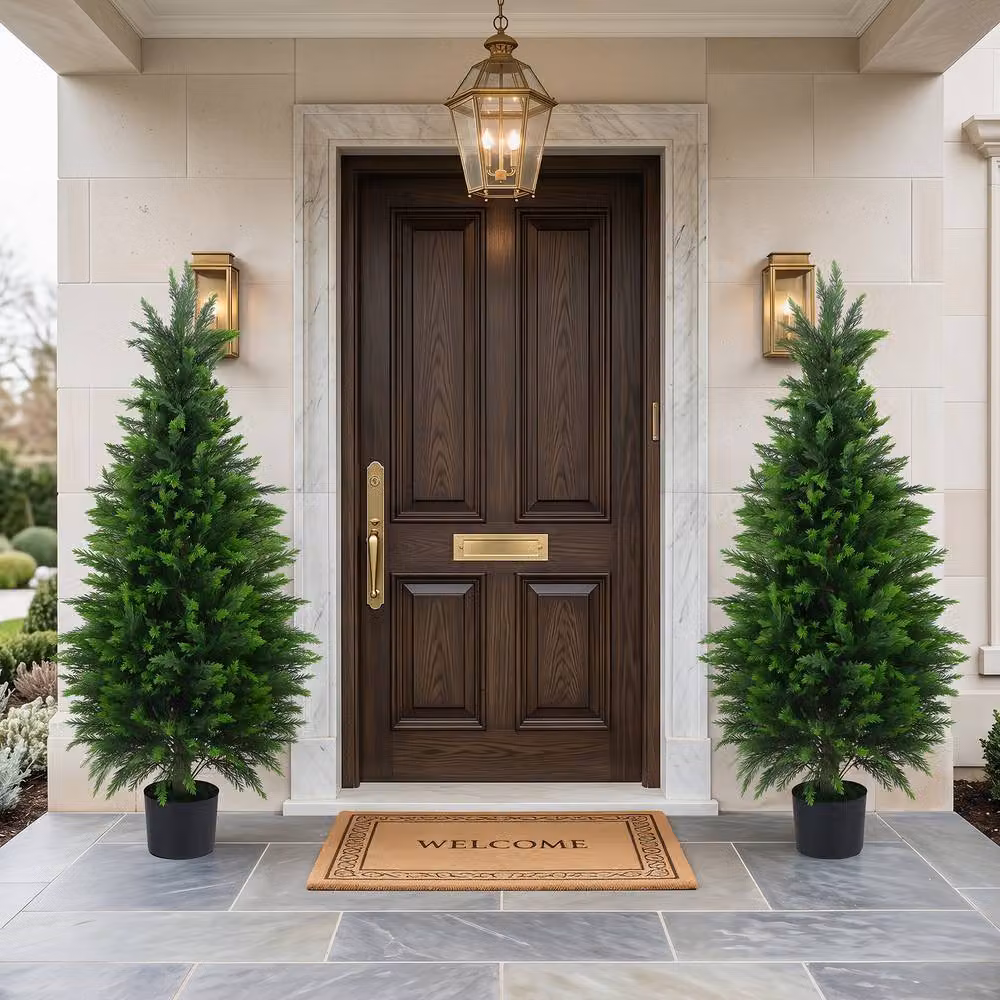 Costway Set of 2 Green Artificial Cedar Cypress Trees, 120 cm Height – 3