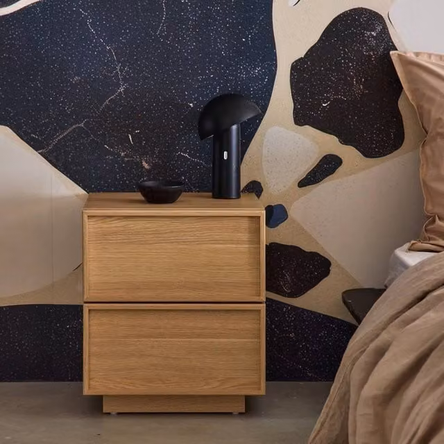 sweeek Brown Wood Effect Bedside Table with 2 Drawers, W/D/H: 48 x 38 x 42 cm – 1