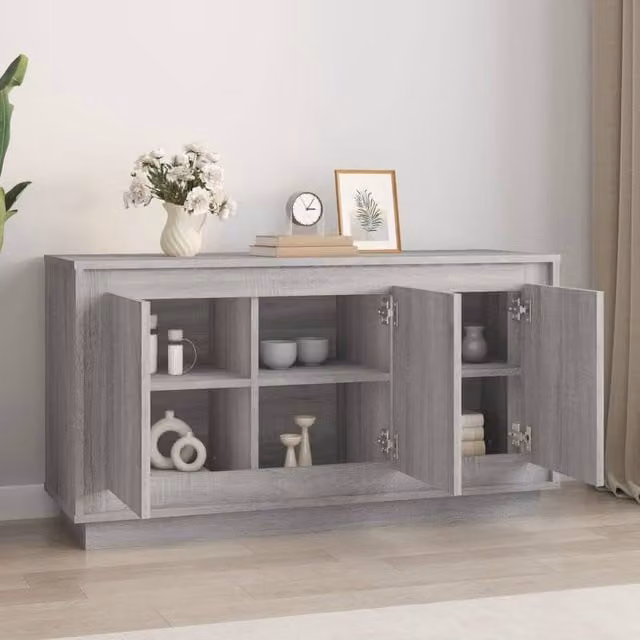 Berkfield Home Grey Sonoma Modern Sideboard, W/D/H: 102 x 35 x 55 cm