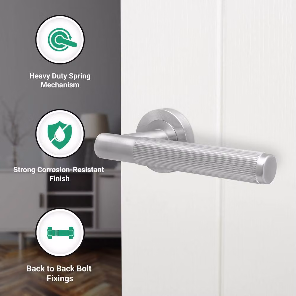 AFIT Satin Nickel Door Handle Latch and Hinge Set in Silver, 4 Pack – 2