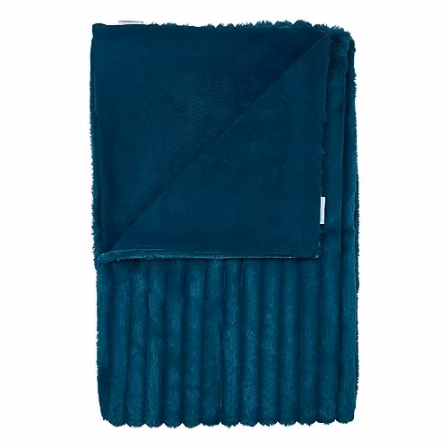 Catherine Lansfield Cosy Ribbed Faux Fur Throw in Petrol Green, W/D/H: 130 x 170 cm – 2