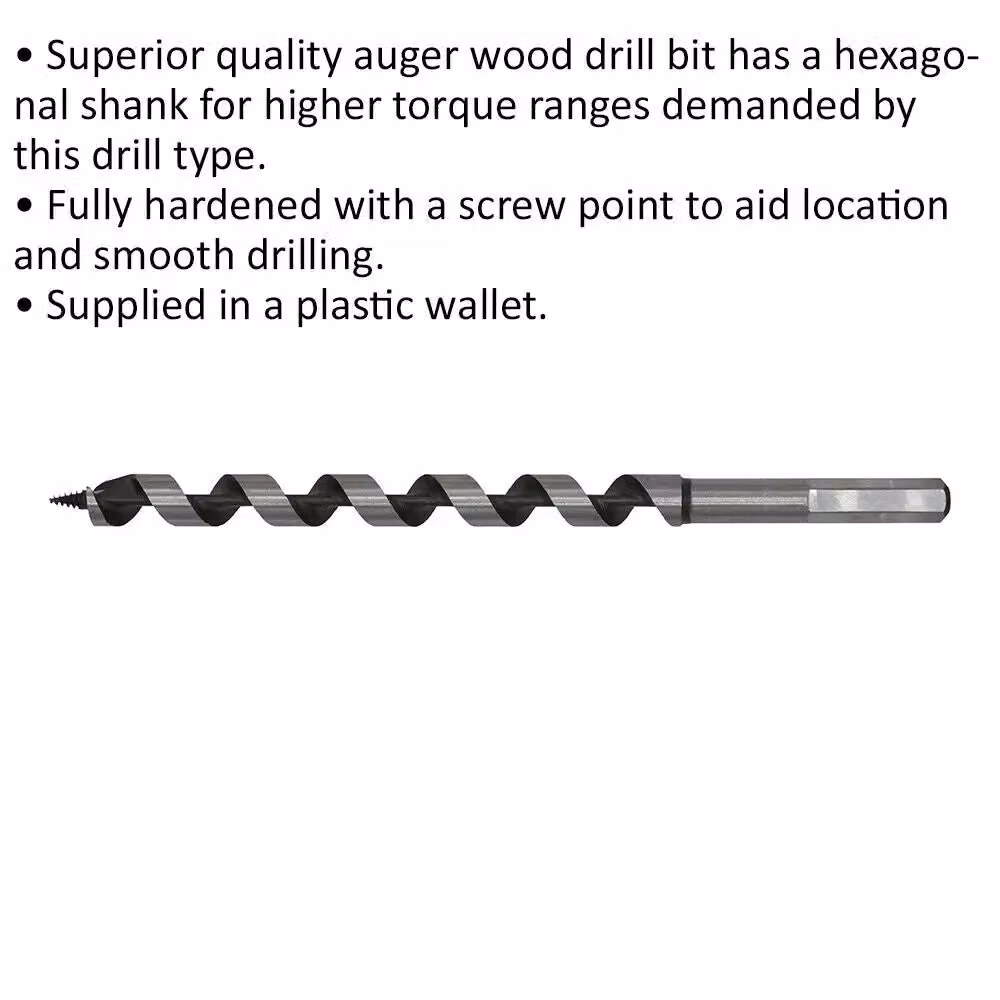 Loops Silver Hardened Auger Wood Drill Bit with Hexagonal Shank, 14 x 235 mm – 2
