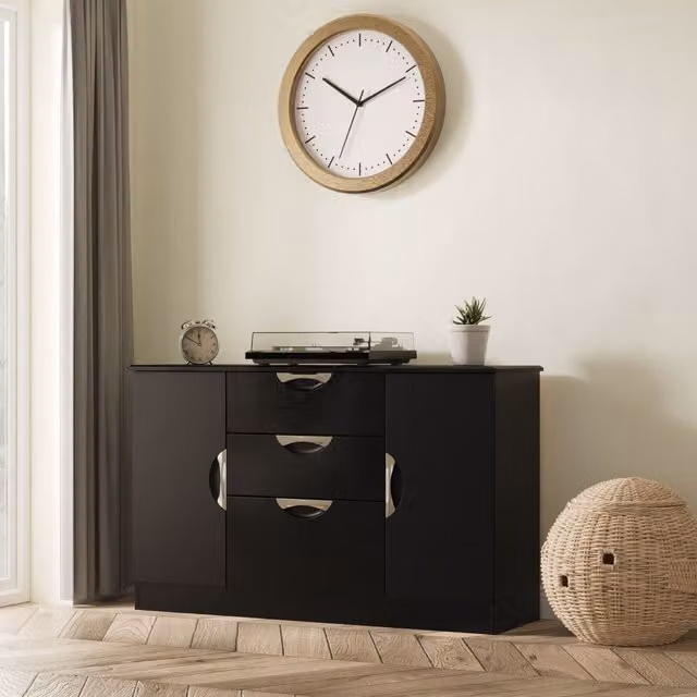 2 U Holborn Ready Assembled 2 Door 3 Drawer Sideboard in Black – 1