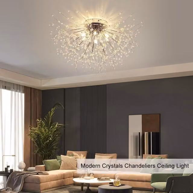 Garwarm 6-Light Crystal Burst Chandelier in Silver – 1
