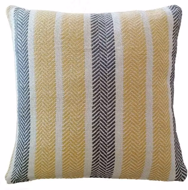 Zara Pure Cotton Square Cushion Cover in Yellow/Orange, W/D/H: 43 x 43 x 43 cm