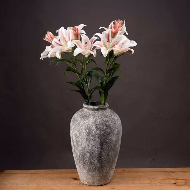 Lemon Pavilion Stargazer Lily Artificial Flower in Pink and White, W23 x D23 x H90 cm – 1
