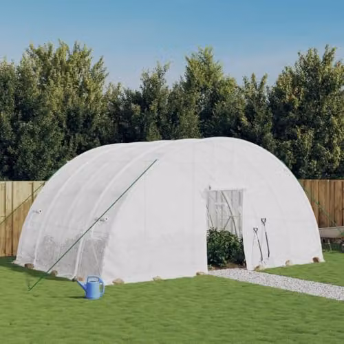 vidaXL Greenhouse with Steel Frame, White, W/D/H: 6 x 4 x 2.85 m – 2