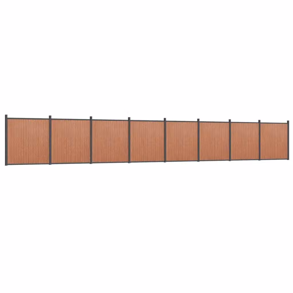 Berkfield Home Brown WPC and Aluminium Fence Panel, W: 1391 cm, H: 186 cm – 2