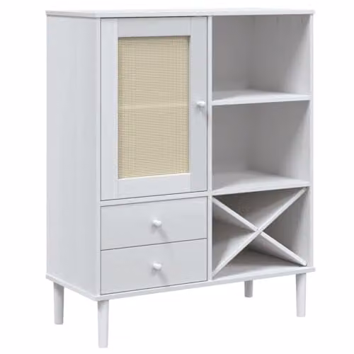 vidaXL SENJA Highboard in White Rattan Look, Solid Pine Wood, W/D/H: 90 x 40 x 112 cm – 1