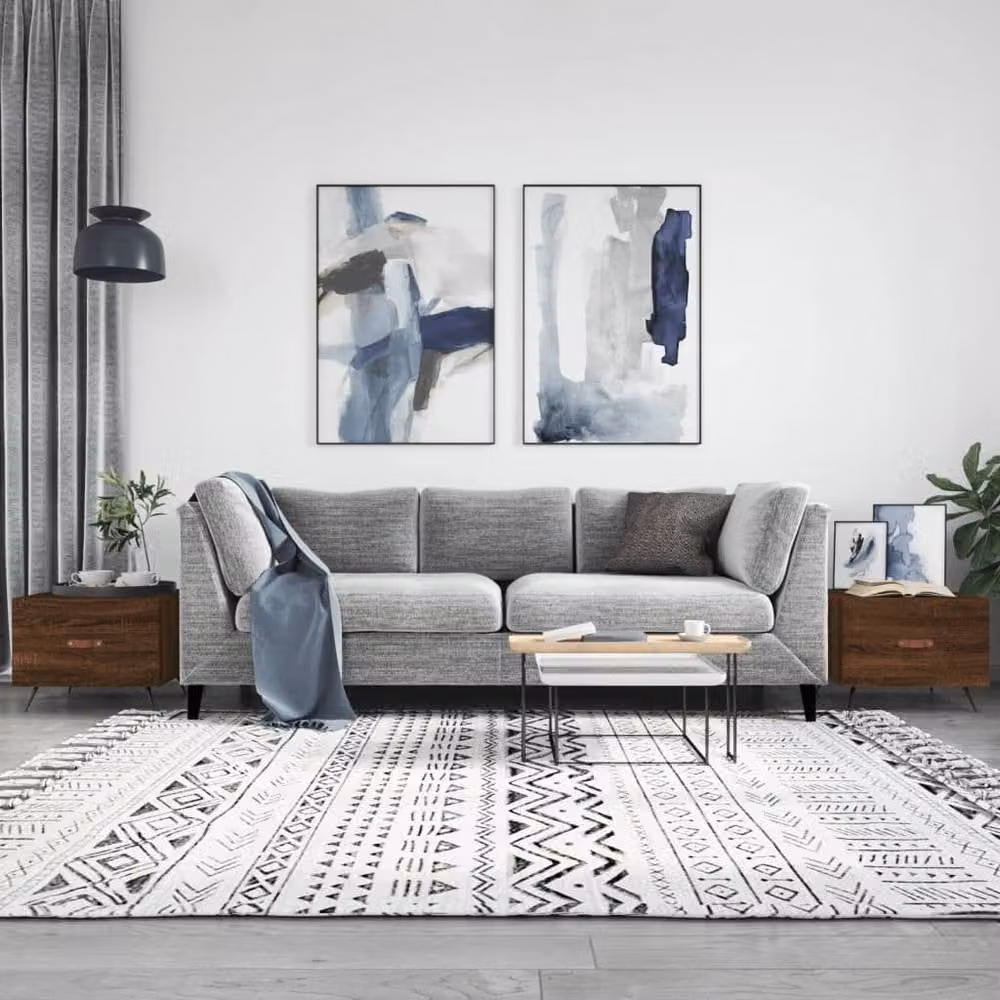 Berkfield Home Set of 2 Brown Oak Decorative Coffee Tables, W/D/H: 50 x 50 x 40 cm – 1