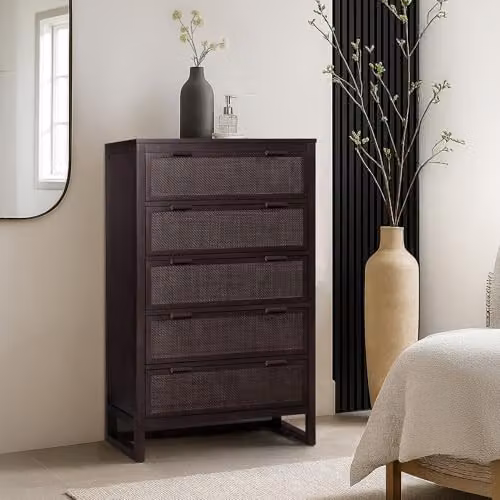Teamson Home Hatteras 5 Drawer Bedroom Dresser in Brown, W: 76 cm, D: 44 cm, H: 127 cm – 6