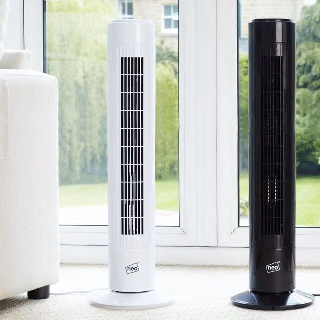 Neo 3 Speed Oscillating Free Standing Tower Fan in Black