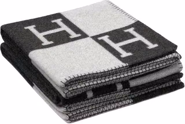 SPETLEK Wool and Cashmere Plaid Blanket in Black, W: 100 cm, L: 190 cm