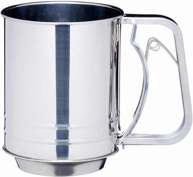 KitchenCraft Stainless Steel Round Trigger Action Flour Sifter in Silver