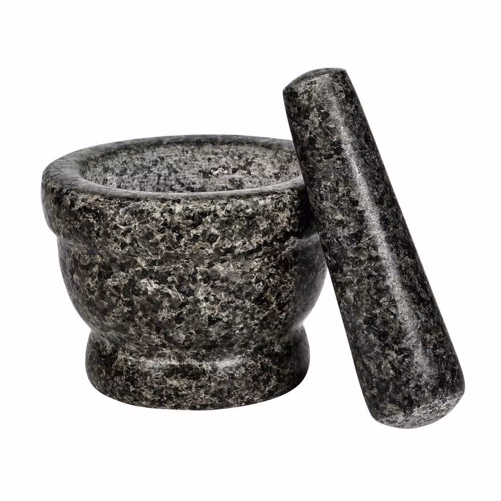 Nestlune Large Granite Mortar and Pestle for Spices and Herbs, Black, W/D/H: 15 x 15 x 100 cm – 2