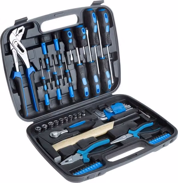 tectake 57 Piece Tool Box Case, Black