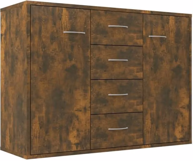 Berkfield Home Smoked Oak Sideboard in Brown, W/D/H: 88 x 30 x 65 cm