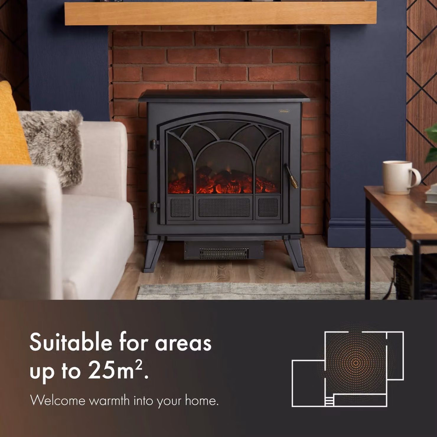 VonHaus 1850W Electric Stove Heater in Black – 2