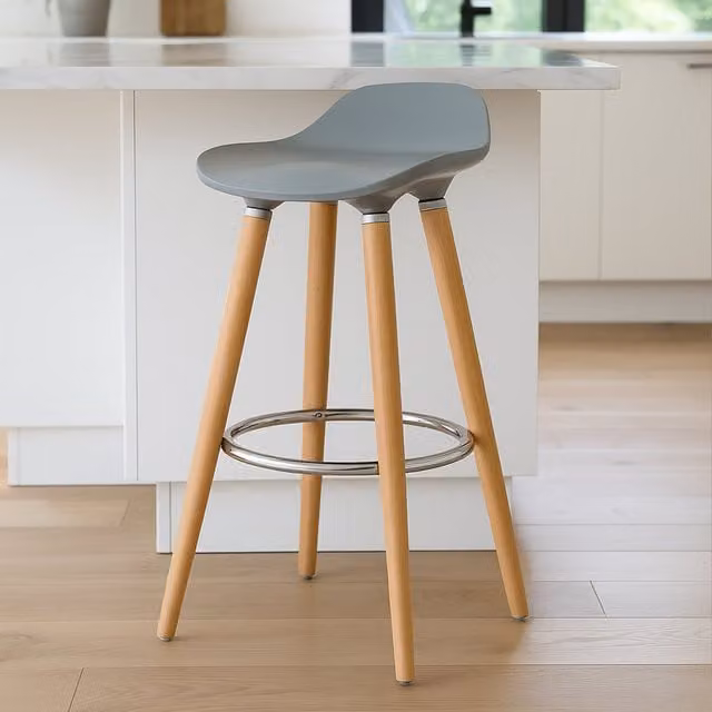 Interiors by Premier Modern Grey Beech Wood Bar Stool