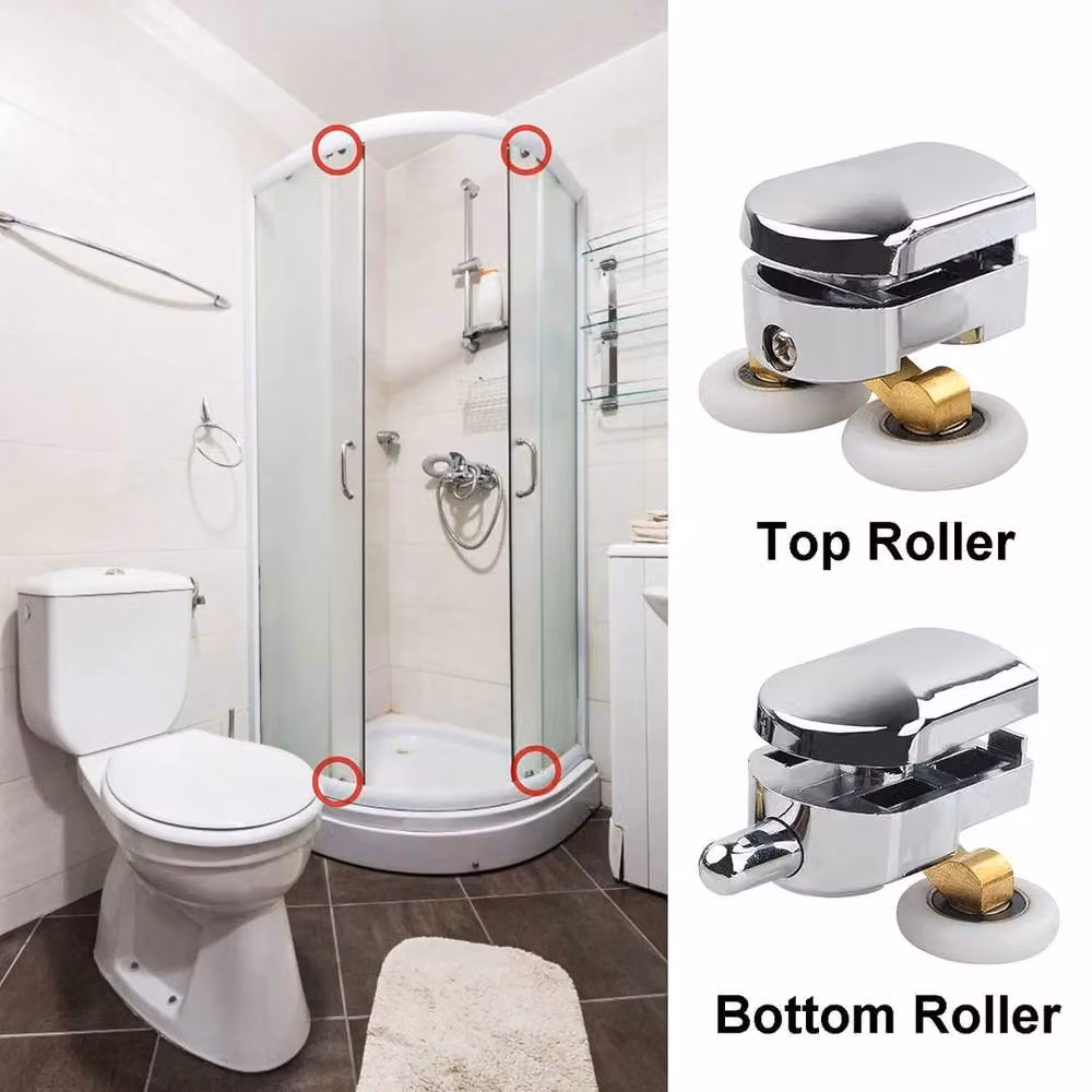 NESTLUNE 8-Pack Twin Shower Screen Door Rollers, Top and Bottom Replacement, 25mm, Silver, W: 520 mm – 4