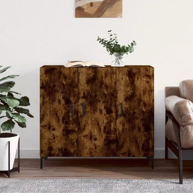 Berkfield Home Smoked Oak Sideboard in Brown, W/D/H: 90 x 34 x 80 cm