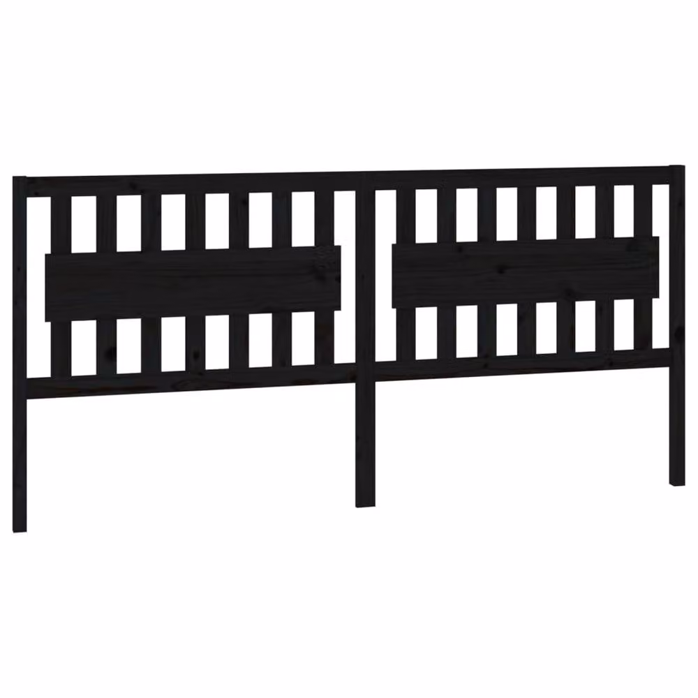 Berkfield Home Beautiful Bed Headboard in Black Solid Pine Wood, W: 205.5 cm, D: 4 cm, H: 100 cm – 3