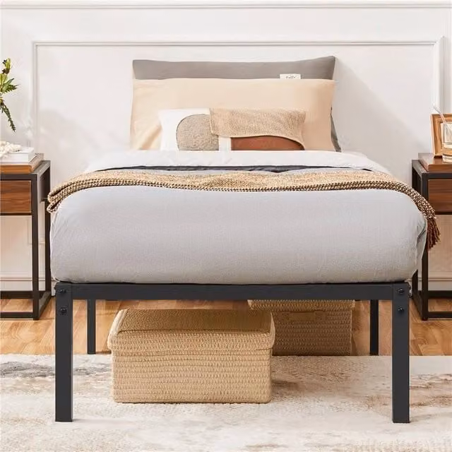 Kelvenix Minimalist Metal Platform Bed Frame in Black, W/D/H: 90 x 190 cm – 1
