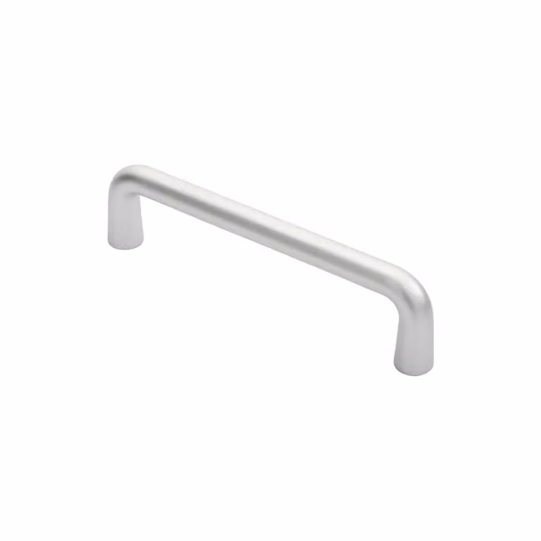 Loops Set of 4 Rounded D Shaped Bar Handles in Satin Anodised Aluminium, Silver, Length: 225 mm, Diameter: 19 mm