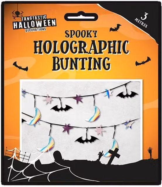 KDMD Spooky Holographic Halloween Paper Bunting Pennant Pack of 10, Multicolour, 3m