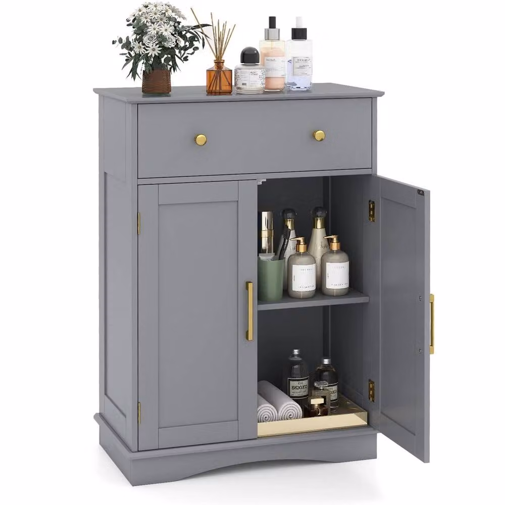 Havendro Modern Grey Metal Floor Storage Cabinet and Buffet Sideboard – 3