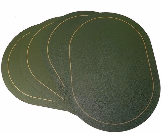 Coopers of Stortford Set of 4 Reversible Wipe Clean PVC Placemats in Green and Gold