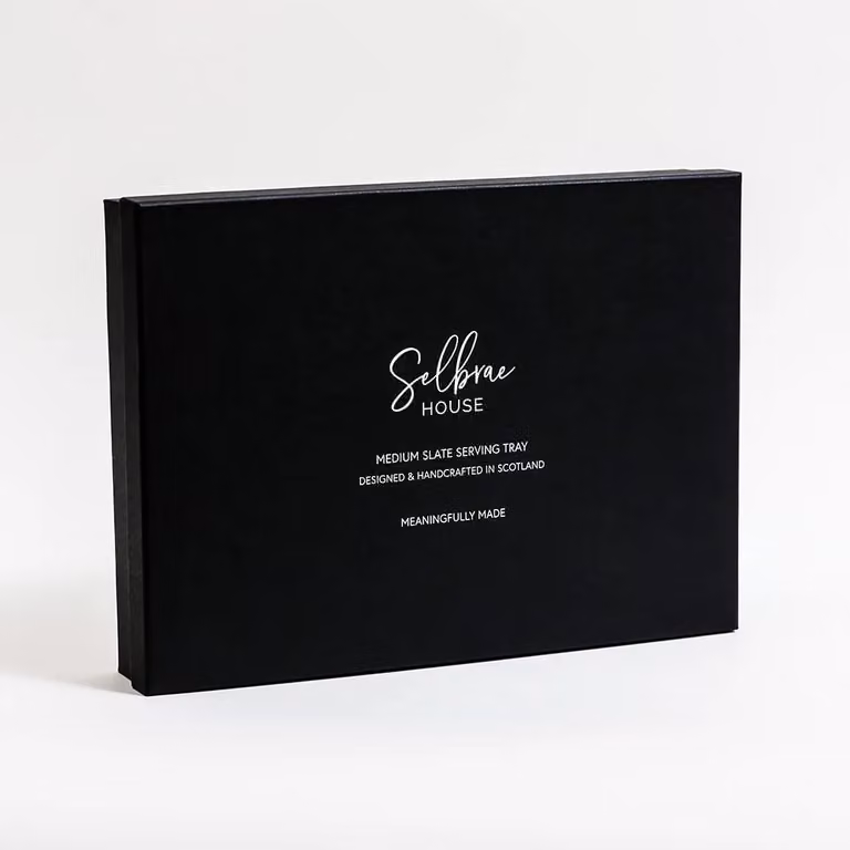Selbrae House Rectangular Slate Serving Tray in Dark Grey with Antler Handles