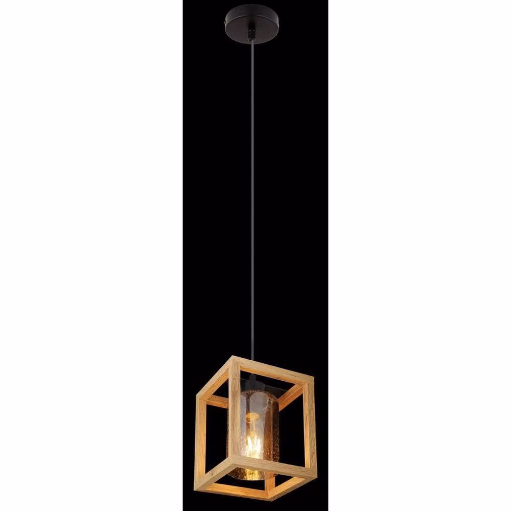 Netlighting Pettey Pendant Light with Matt Black Metal and Smoke Air Bubble Glass Shade, E27, Height: 120 cm, Width: 40 cm, Depth: 17 cm – 2