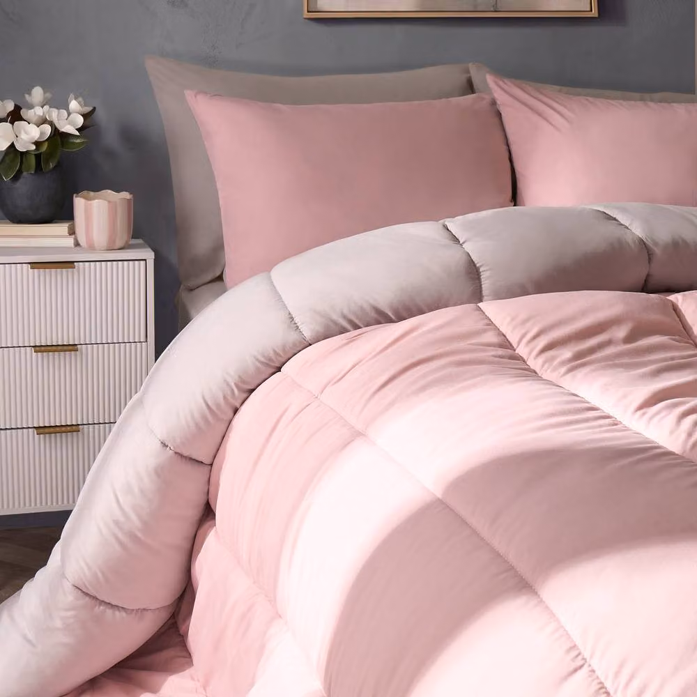 OHS King Size 10.5 TOG Hollow Fibre Duvet and Pillowcase Set in Light Pink – 2