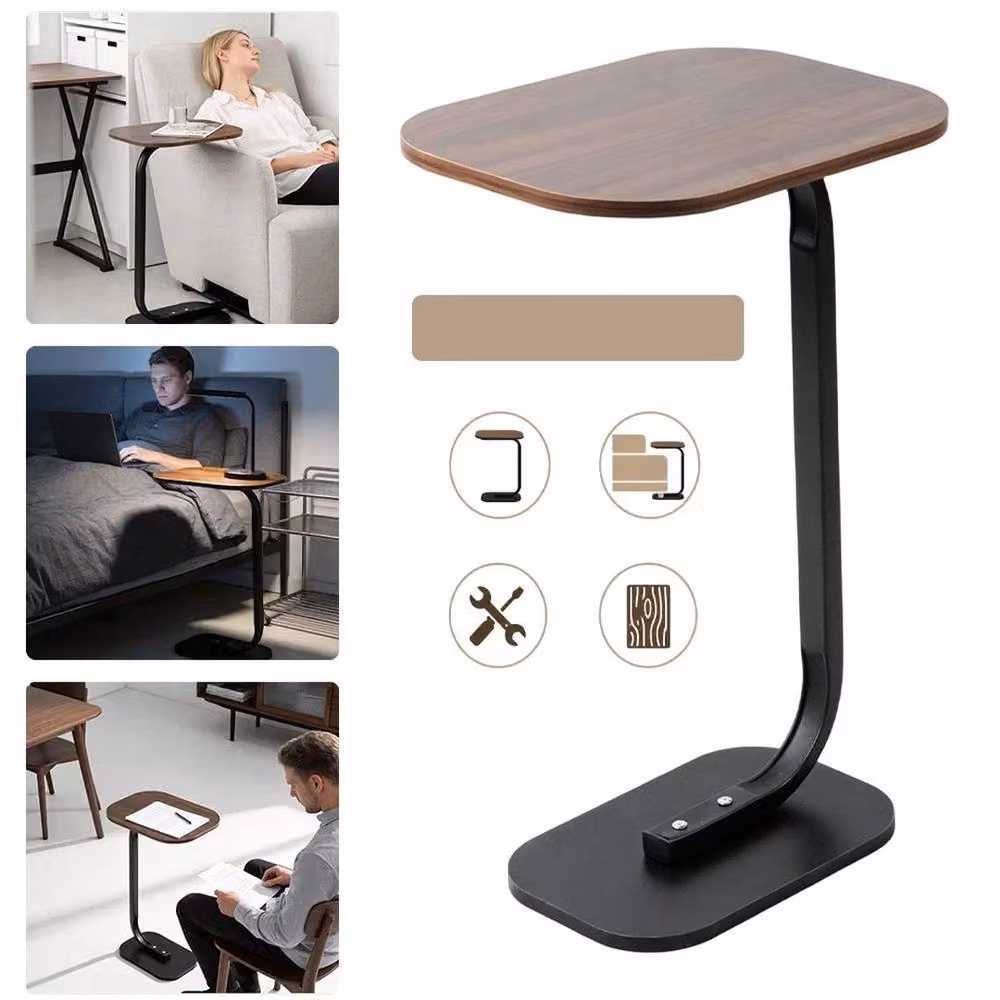 KORVIXA C-Shaped Side Table in Brown – 2