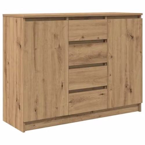 vidaXL Modern Sideboard with Drawers in Brown Artisan Oak, W/D/H: 100.5 x 35 x 76 cm – 1