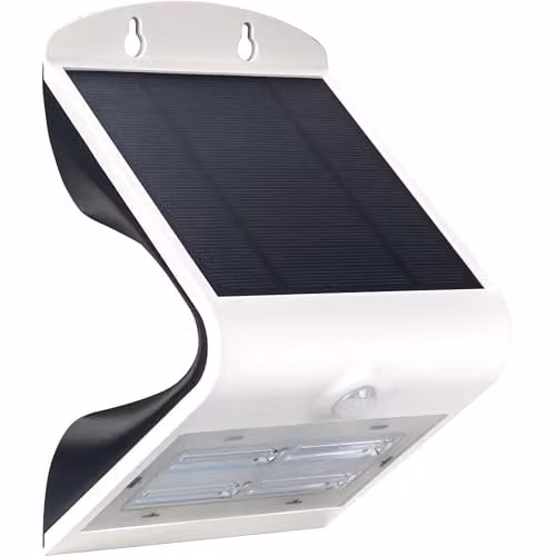 Luceco Solar Powered LED Outdoor Wall Light with PIR Motion and Dusk Sensors, 400lm, 4000K, IP44, White or Black – 1