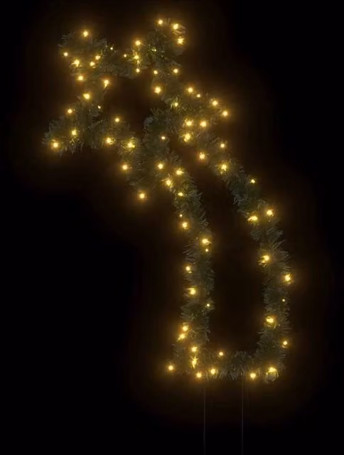 Berkfield Home Green Christmas Meteor Light Decoration with Spikes, 80 Warm White LEDs, 62 cm – 1