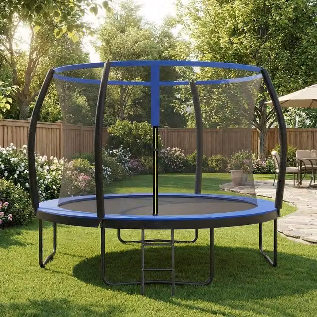 SONGMICS Mini Trampoline for Children with Safety Net and Cushions in Black and Green