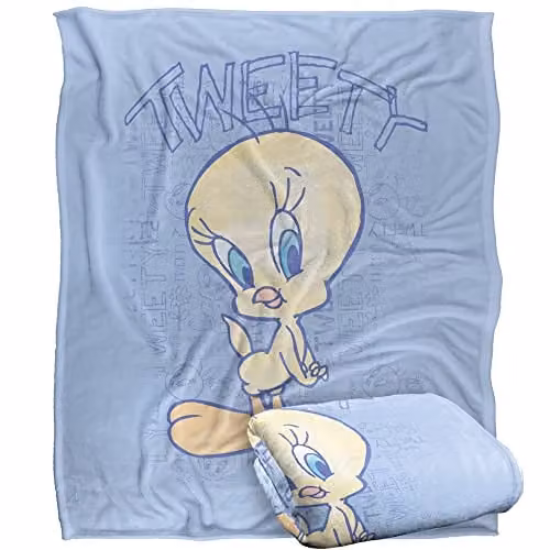 LOGOVISION Looney Tunes Silky Touch Super Soft Fleece Throw Blanket, Multicolour and White, W: 152 cm, D: 127 cm