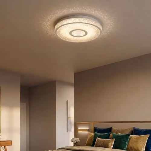 Globo Lighting Astania LED Ceiling Light with 3D Crystal Effect, White and Chrome, Diameter: 38 cm – 4