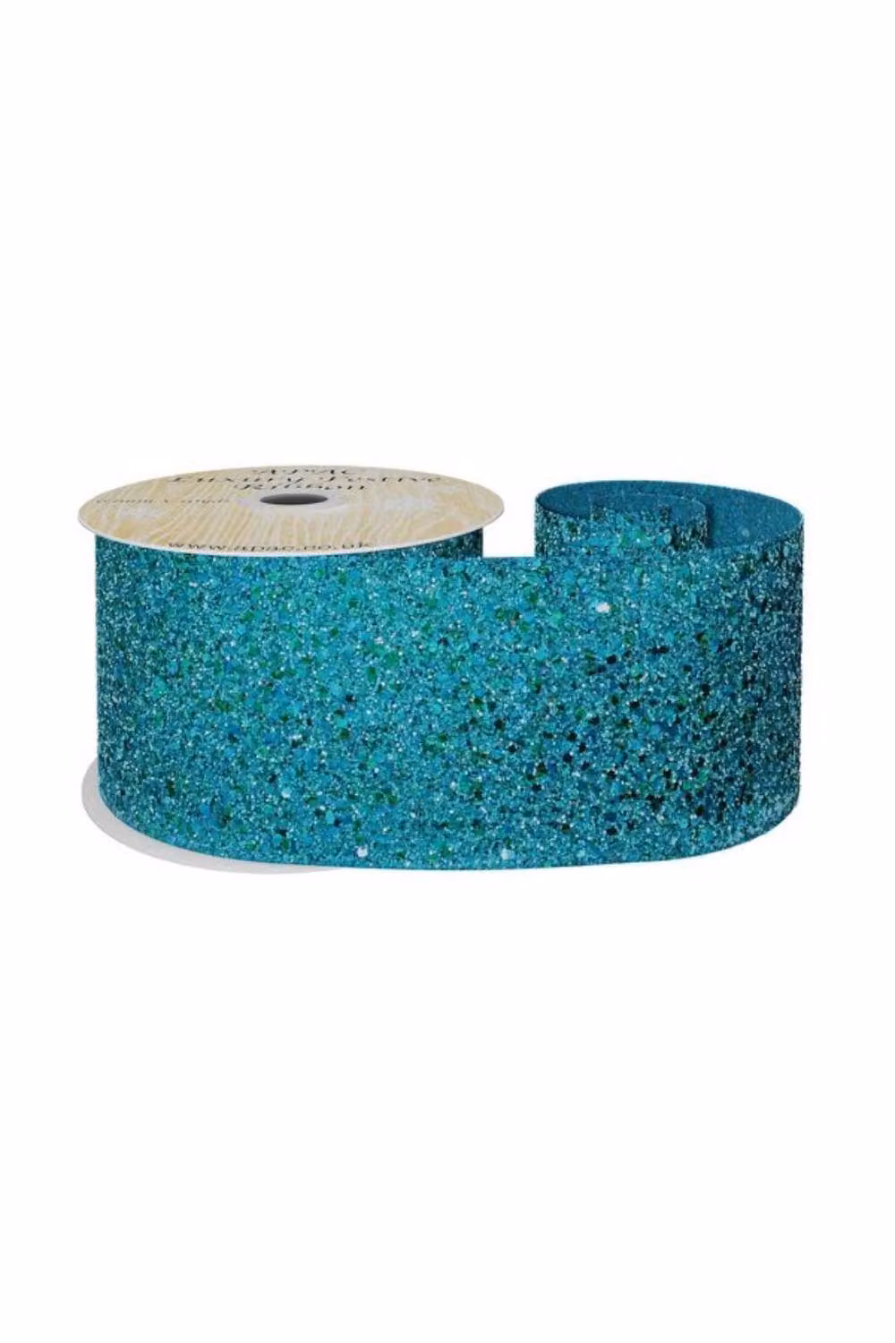KDMD Peacock Blue Glitter Wired Textile Ribbon, Width: 6.3 cm, Length: 10 yards – 2