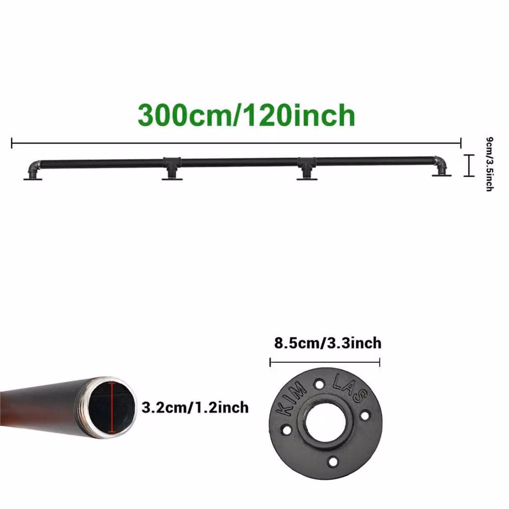 NESTLUNE Black Round Staircase Handrail Banister, W: 300 cm, H: 52 cm – 2