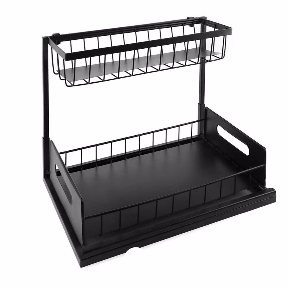 EONLION 2 Tier Pull Out Metal Kitchen Storage Rack in Black – 5