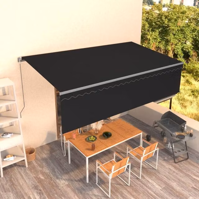 Berkfield Home Manual Retractable Awning with Blind, Anthracite, W: 5 m, D: 3 m – 1