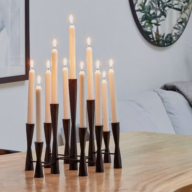 Ivyline Parker 11 Piece Black Modern Metal Candle Centerpiece, W: 52 cm, H: 42 cm – 1