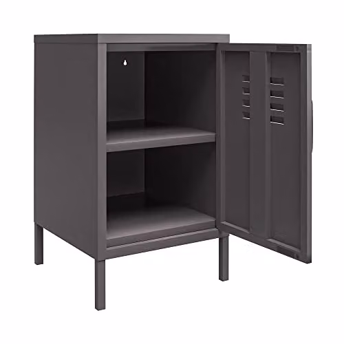 DHP Furniture Bradford Industrial Metal Locker End Table in Grey, W/D/H: 38.0 x 40.0 x 68.99 cm – 4