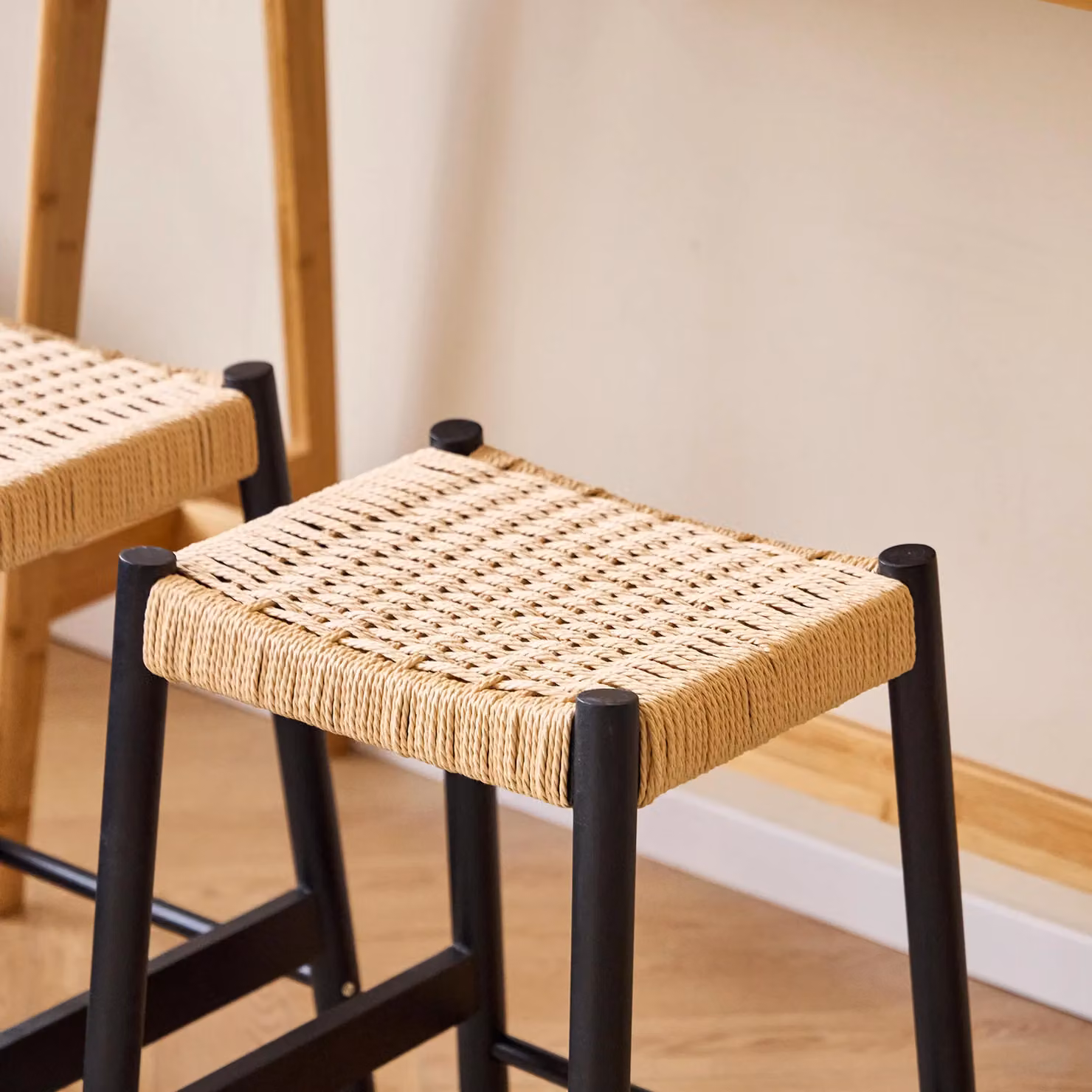 Nordlys Set of 2 Scandinavian Solid Wood Bar Stools in Black – 5