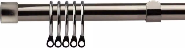 NewEdgeBlinds Black Silk Extendable Metal Curtain Pole Set, Length: 160 cm